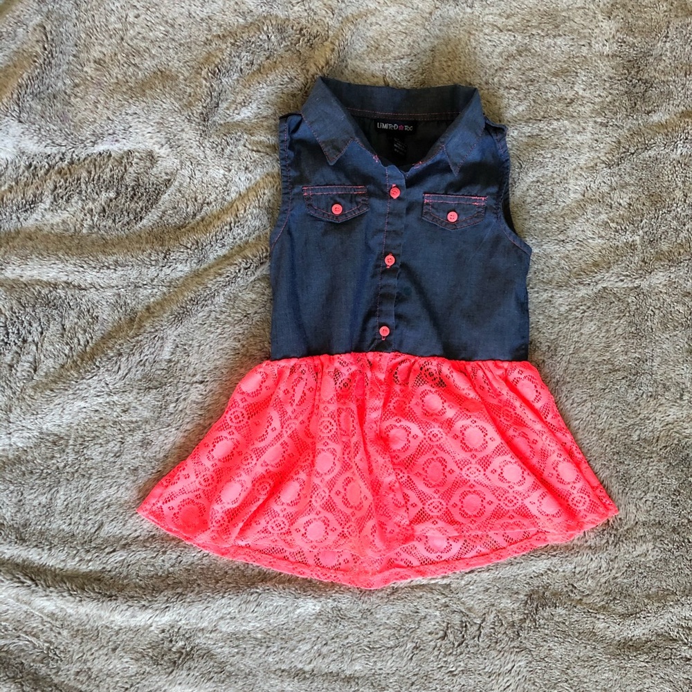 Girls Denim with Lace Bottom Top